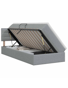 Letto con contenitore e materasso Grigio Chiaro 90 x 190 cm