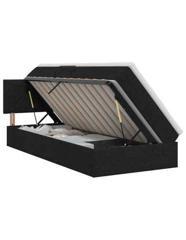 Letto con contenitore e materasso Nero 90 x 200 cm Velluto
