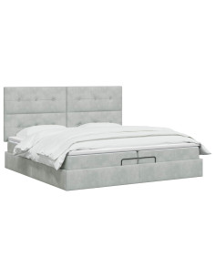 Letto ottomano con materasso Grigio Chiaro 200 x 200 cm Velluto 2
