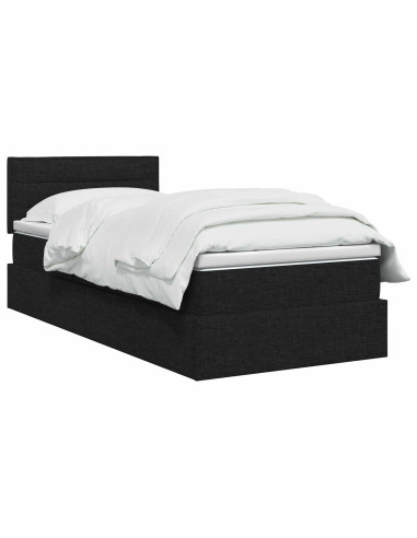 Letto con contenitore e materasso Nero 90 x 190 cm Velluto