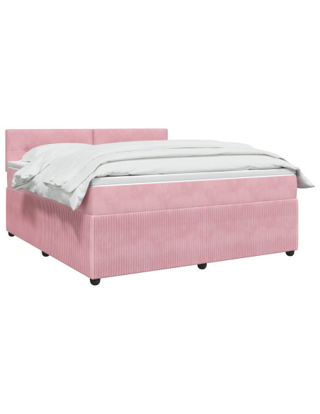 Letto box spring con materasso Rosa 140 x 200 cm Velluto