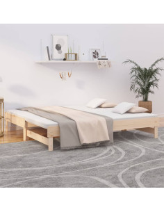 Dormeuse Estraibile 2x(75x190) cm Legno Massello di Pino