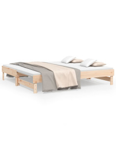 Dormeuse Estraibile 2x(75x190) cm Legno Massello di Pino 2