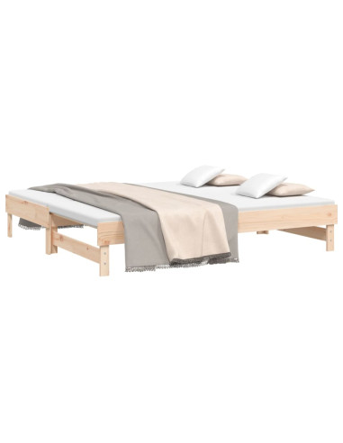 Dormeuse Estraibile 2x(75x190) cm Legno Massello di Pino