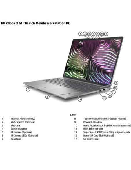 HP Zbook X G1i Intel Core Ultra 7 255H 32GB RTX PRO 1000 1TB 16" WUXGA Windows 11 Pro