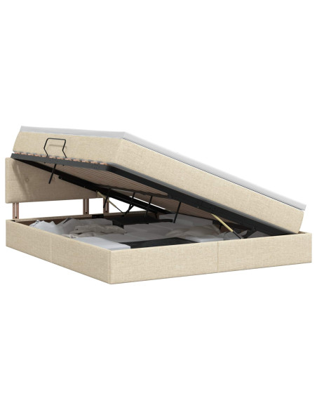 Letto con contenitore e materasso Crema 160 x 200 cm Velluto