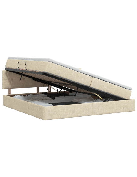 Letto con contenitore e materasso Crema 200 x 200 cm Velluto