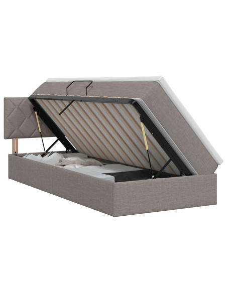 Letto con contenitore e materasso Tortora 90 x 190 cm Velluto