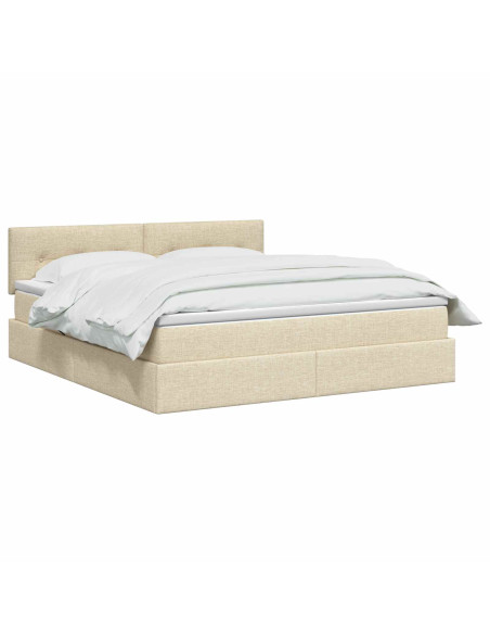 Letto con contenitore e materasso Crema 160 x 200 cm Velluto