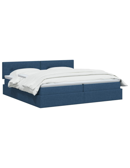 Letto con contenitore e materasso Blu 200 x 200 cm Velluto