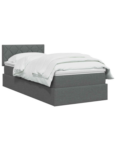 Letto con contenitore e materasso Grigio Scuro 90 x 190 cm