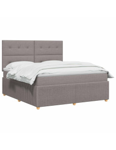 Letto Box Spring LED con Materasso Tortora 160 x 200 cm Tessuto 2