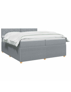 Letto box spring con materasso Grigio Chiaro 200 x 200 cm 2
