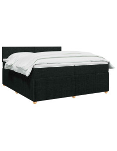 Letto box spring con materasso Nero 200 x 200 cm Tessuto 2
