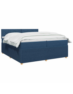 Letto box spring con materasso Blu 200 x 200 cm Tessuto 2