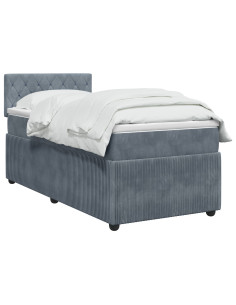 Letto box spring con materasso Grigio Scuro 80 x 200 cm Velluto 2
