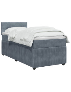 Letto box spring con materasso Grigio Scuro 80 x 200 cm Velluto 2