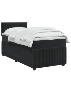 Letto box spring con materasso Nero 80 x 200 cm Velluto 2
