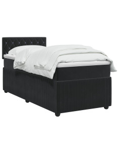 Letto box spring con materasso Nero 90 x 190 cm Velluto 2