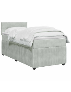 Letto box spring con materasso Grigio Chiaro 90 x 190 cm 2