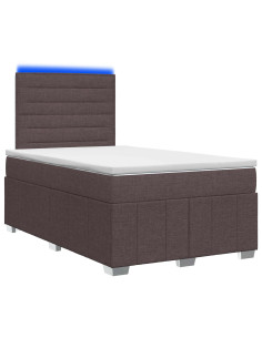Letto Box Spring LED con Materasso Marrone Scuro 120 x 200 cm