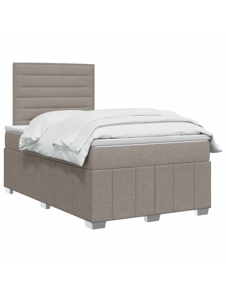 Letto Box Spring LED con Materasso Tortora 120 x 200 cm Tessuto