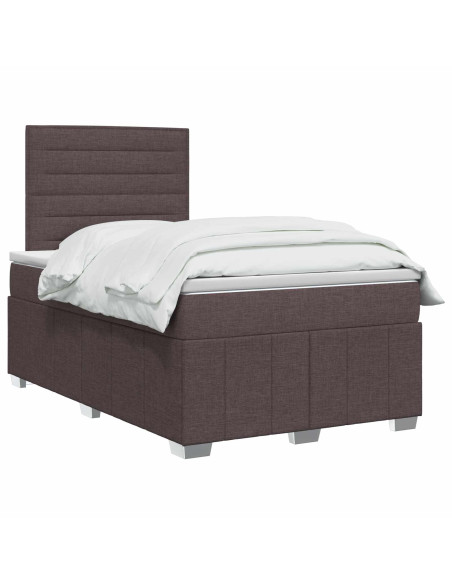 Letto Box Spring LED con Materasso Marrone Scuro 120 x 200 cm
