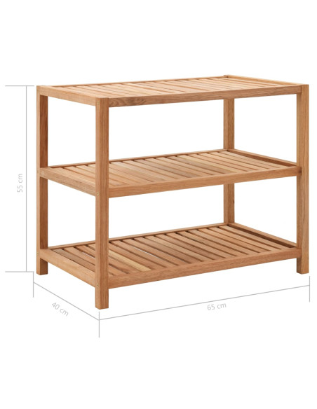 Scaffale da Bagno in Legno Massello di Noce 65x40x65 cm