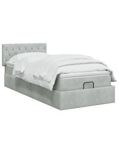 Letto ottomano con materasso Grigio Chiaro 80 x 200 cm Velluto 2