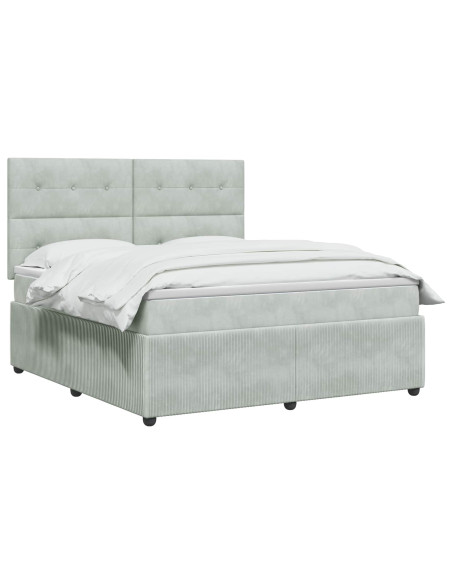 Letto Box Spring LED con Materasso Grigio Chiaro 140 x 190 cm