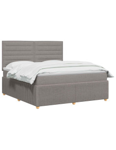 Letto Box Spring LED con Materasso Tortora 140 x 190 cm Tessuto 2