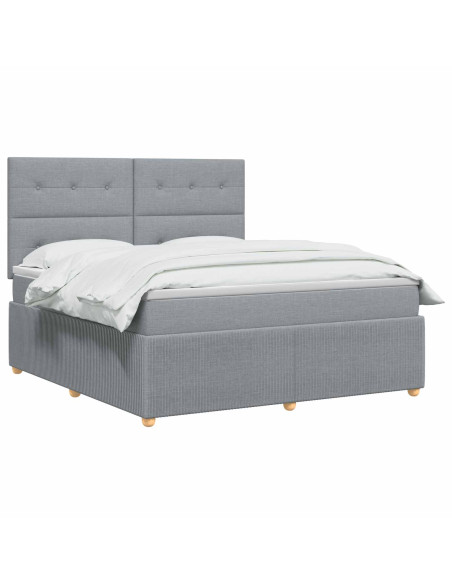 Letto Box Spring LED con Materasso Grigio Chiaro 140 x 190 cm