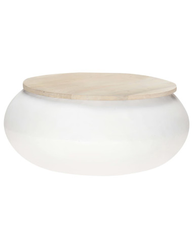 Tavolino da Salotto Bianco 68x68x30 cm Legno Massello di Mango