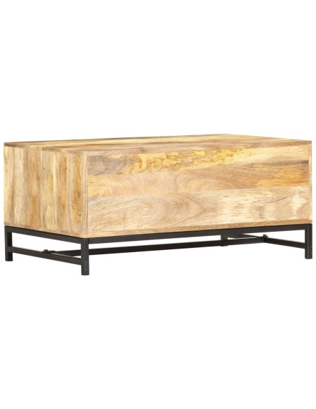 Tavolino da Salotto 90x55x40 cm in Legno Massello di Mango