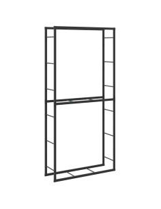 Rastrelliera per Legna da Ardere Nera 100x30x209 cm in Acciaio 2