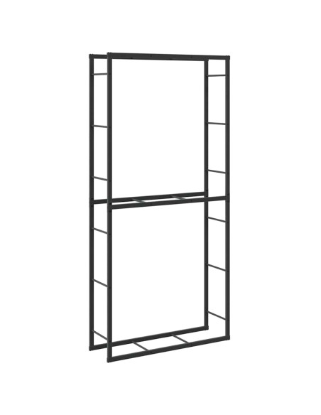 Rastrelliera per Legna da Ardere Nera 100x30x209 cm in Acciaio