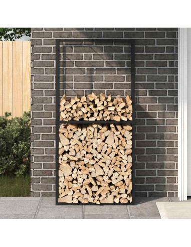 Rastrelliera per Legna da Ardere Nera 100x30x209 cm in Acciaio
