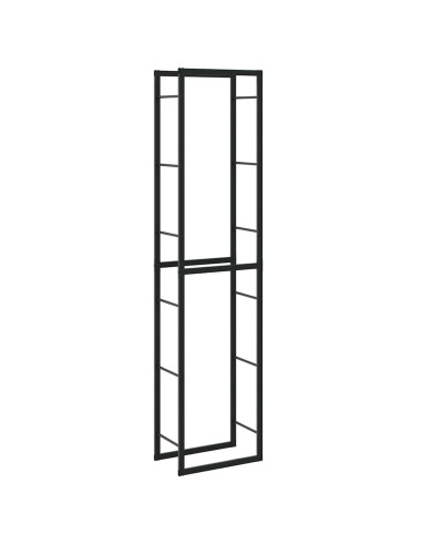 Rastrelliera per Legna da Ardere Nera 50x30x209 cm in Acciaio