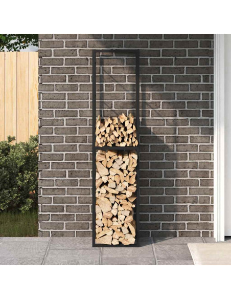 Rastrelliera per Legna da Ardere Nera 50x30x209 cm in Acciaio