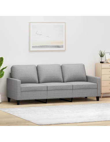 Divano a 3 Posti Grigio Chiaro 180 cm in Tessuto