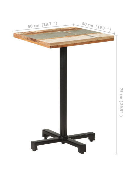 Tavolo da Bistrot Quadrato 50x50x75 cm in Massello di Recupero
