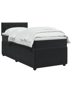 Letto box spring con materasso Nero 90 x 190 cm Velluto 2