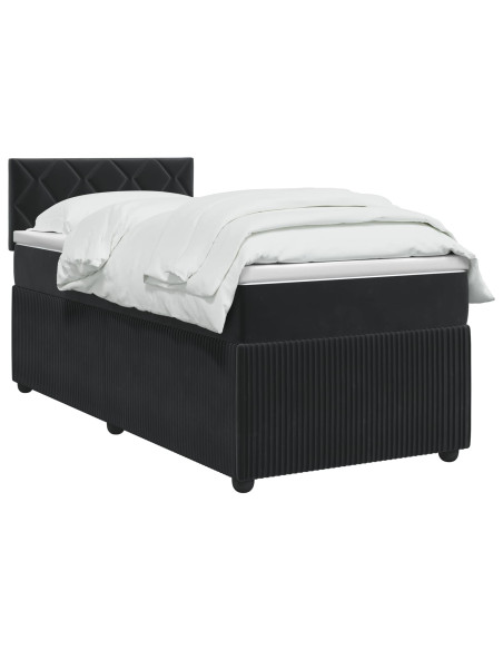 Letto box spring con materasso Nero 90 x 200 cm Velluto