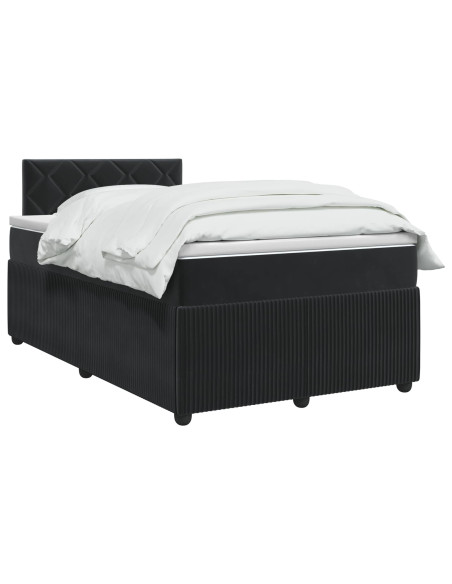 Letto box spring con materasso Nero 120 x 200 cm Velluto