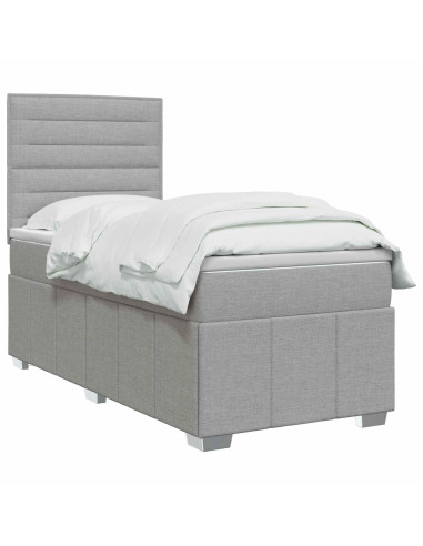 Letto Box Spring LED con Materasso Grigio Chiaro 100 x 200 cm