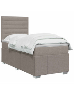 Letto Box Spring LED con Materasso Tortora 100 x 200 cm Tessuto 2