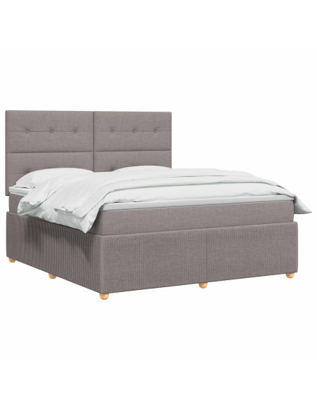 Letto Box Spring LED con Materasso Tortora 180 x 200 cm Tessuto