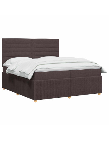 Letto Box Spring LED con Materasso Marrone Scuro 200 x 200 cm