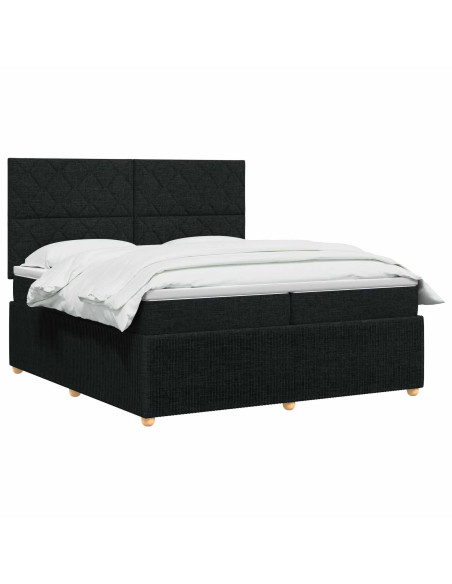 Letto Box Spring LED con Materasso Nero 200 x 200 cm Tessuto