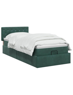 Letto ottomano con materasso Verde Scuro 100 x 200 cm Velluto 2